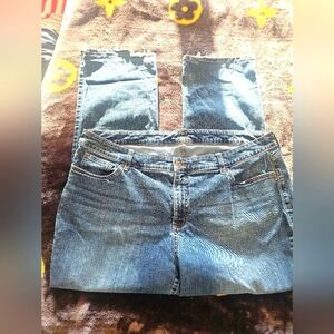 St. John's Bay Straight Leg Jeans Raw Hem Blue Stretch Denim Women’s 22w